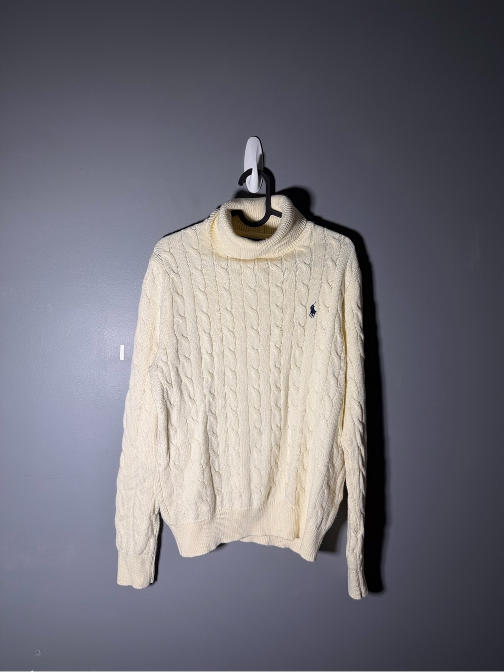 Polo Ralph Lauren Cotton Cable Knit Turtleneck Sweater Size Medium - Picture 2 of 5